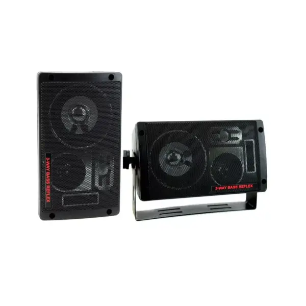 Pyramid 2060 300W 3-Way Car Audio Mini Box Speakers Indoor Stereo System (Pair)