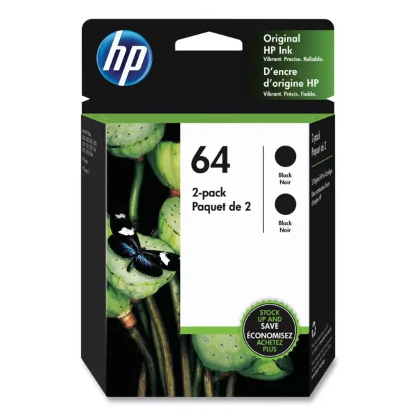 HP 64 Black Twin Pack Ink Cartidges