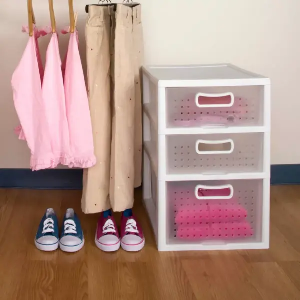 Sterilite Storage Shallow Modular Drawers White