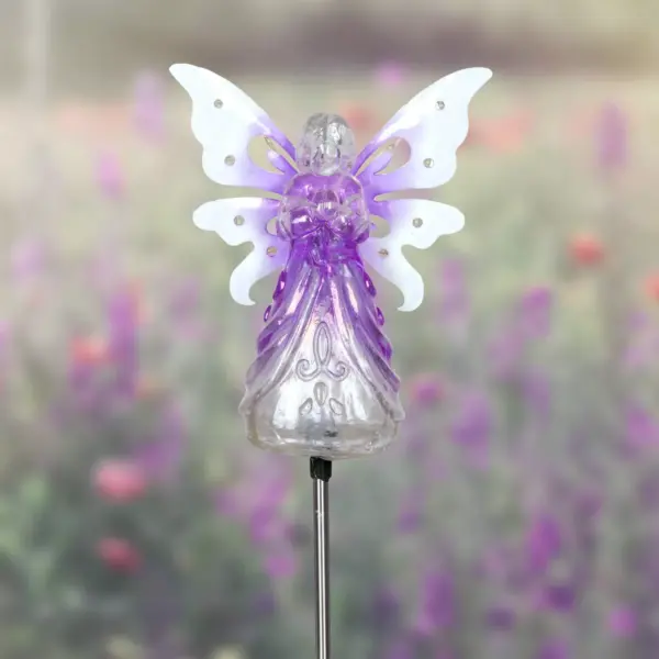 39.25" Metal Angel Solar Stake Purple - Exhart