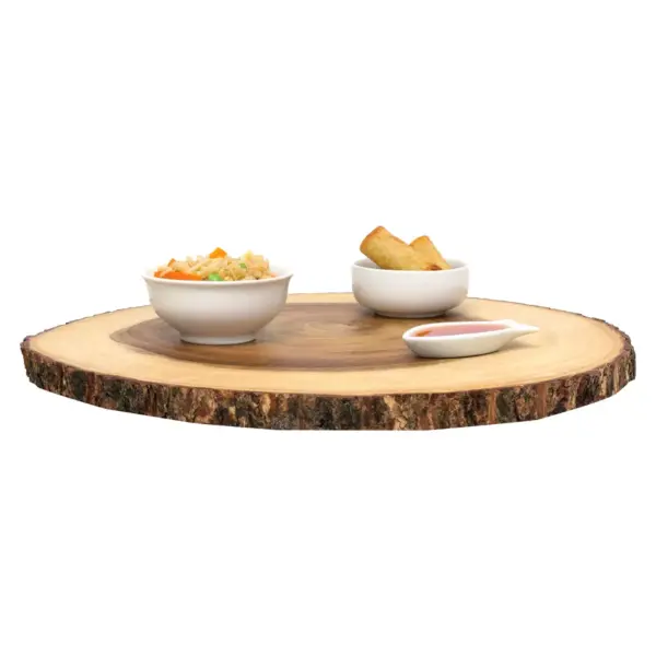 Lipper International Acacia Large Slab Lazy Susan with Bark Rim