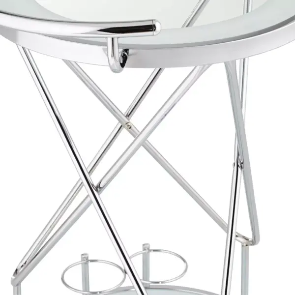 Studio 55D Page 29 1/2" High Glass and Chrome Rolling Serving Bar Cart