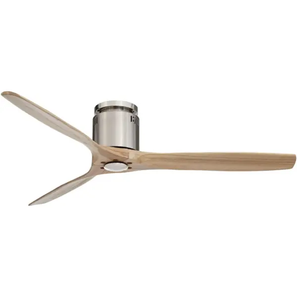 52" Casa Vieja Modern Hugger Ceiling Fan with Remote Brushed Nickel Natural Wood Carved Blades for Living Room Kitchen Bedroom