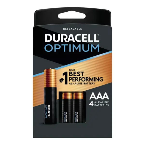 Duracell Optimum AAA Batteries - 4 Pack Alkaline Battery with Resealable Tray