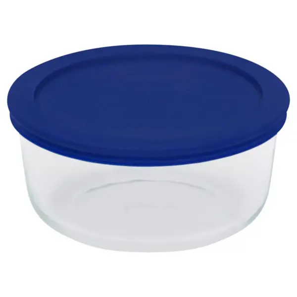 Pyrex 4 Cup Glass Round Storage Container Blue