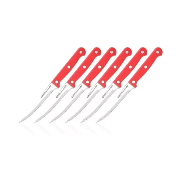 Ginsu Kiso Dishwasher Safe 6pc Steak Knife Set Red