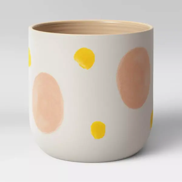 8" Ceramic Stoneware Planter White with Yellow/Pink Dots - Project 62™