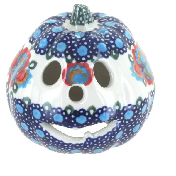 Blue Rose Polish Pottery Verona Small Pumpkin Luminary