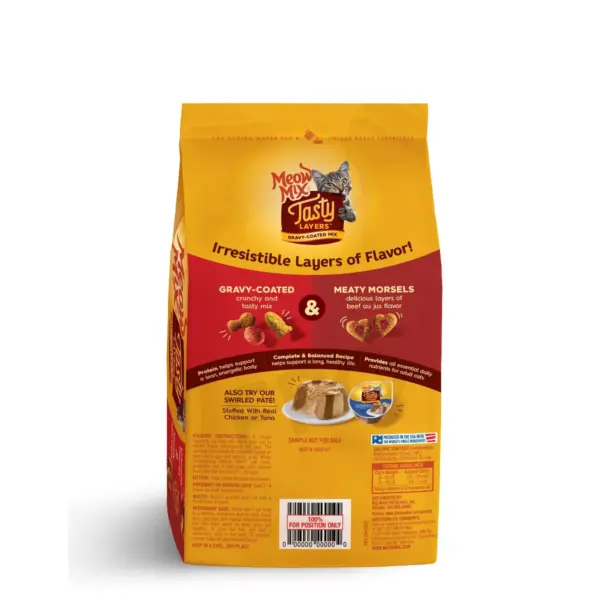 Meow Mix Tasty Layers Beef Flavor and Savory Gravy Dry Cat Food - 3lbs