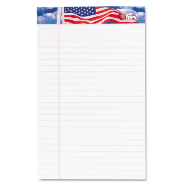 Tops American Pride Writing Pad Narrow 5 x 8 White 50 Sheets Dozen 75101