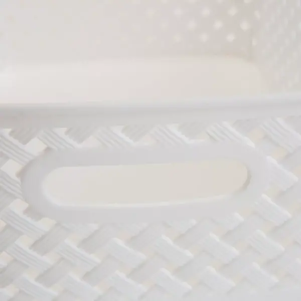 Simplify Small Resin Wicker Storage Bin White