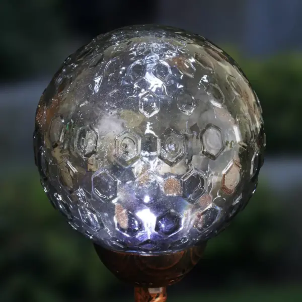 31" Solar Resin/Pearlized Glass Honeycomb Finial Garden Stake Bronze - Exhart