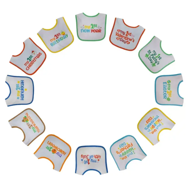 Neat Solutions Embroidered Holiday Infant Bib Set - 12pk