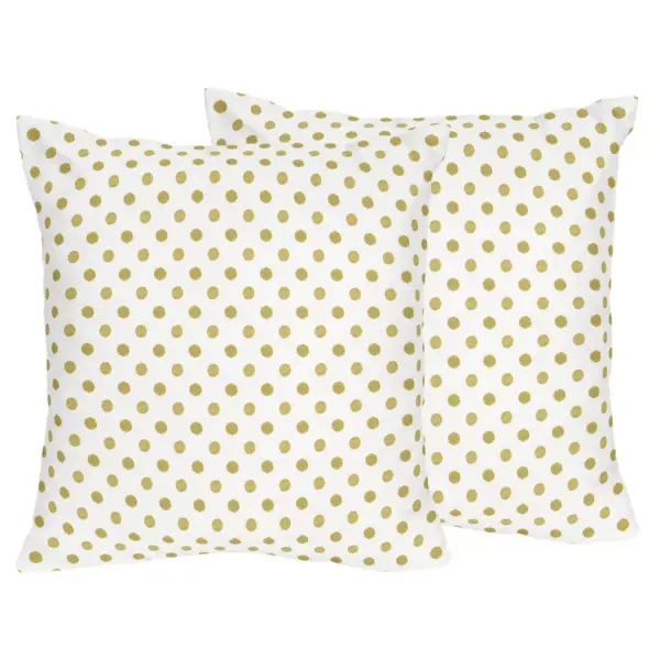 White & Gold Polka Amelia Throw Pillow - Sweet Jojo Designs