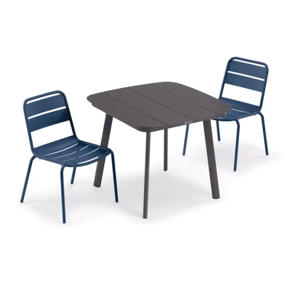 Eiland 3pc Patio Set with 36" Square Table & Kapri Side Chairs - Prussian - Oxford Garden