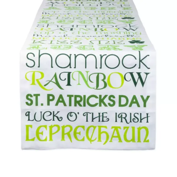 72" x 14" Cotton St Patrick's Day Print Table Runner Green/White - Design Imports