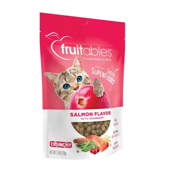 Fruitables Healthy Low Calorie Salmon and Cranberry Crunchy Cat Treat - 2.5oz