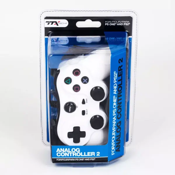 TTX Tech Analog Wired Controller Compatible with PlayStation 2/PlayStation 1, White