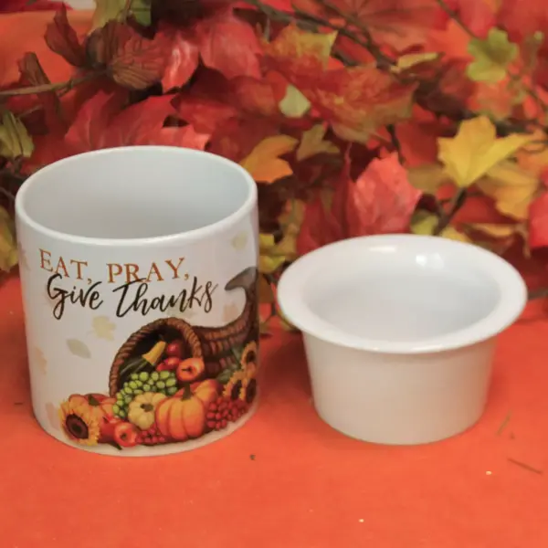 Tabletop 5.5" Eat,Pray, Give Thanks Thanksgiving Gathering Pumpkin Carson Home Accents  -  Serving Bowls