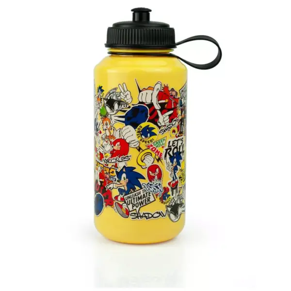 Just Funky Sonic The Hedgehog Sticker Bomb Large Plastic Water Bottle | Holds 32 Ounces