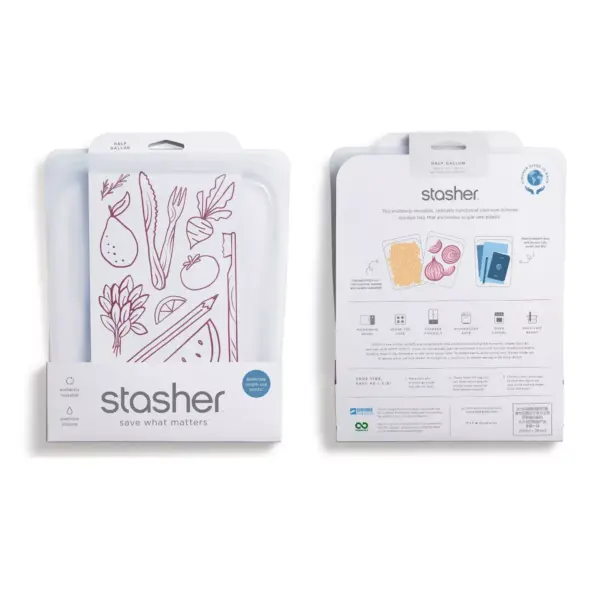 stasher Reusable Food Storage Half Gallon Bag - Clear