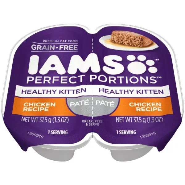 Iams Perfect Portions Grain Free Paté Premium Wet Cat Food Chicken Recipe Healthy Kitten - 2.6oz