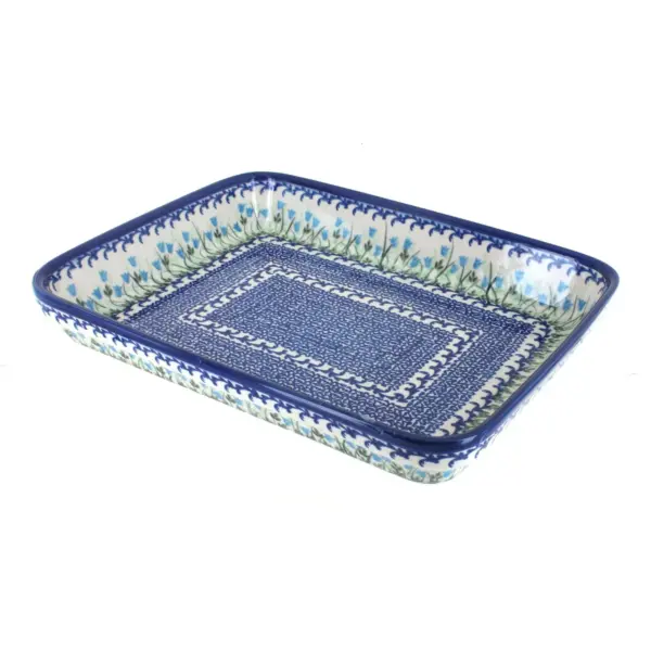 Blue Rose Polish Pottery Misty Large Rectangular Baker