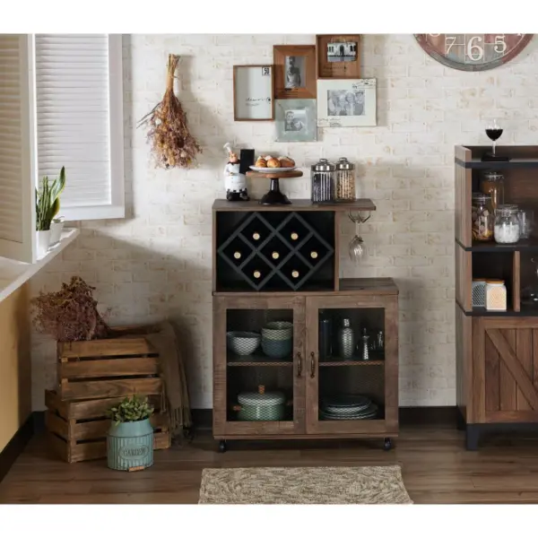 Morse Farmhouse Mobile Wine Cabinet Reclaimed Oak - HOMES: Inside + Out