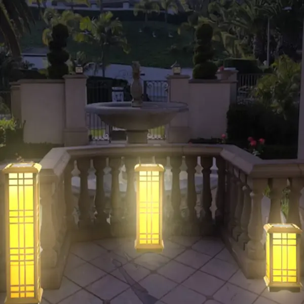 3pk Solar LED Zen Outdoor Lantern Bundle with Amber/White Light - Techko Maid