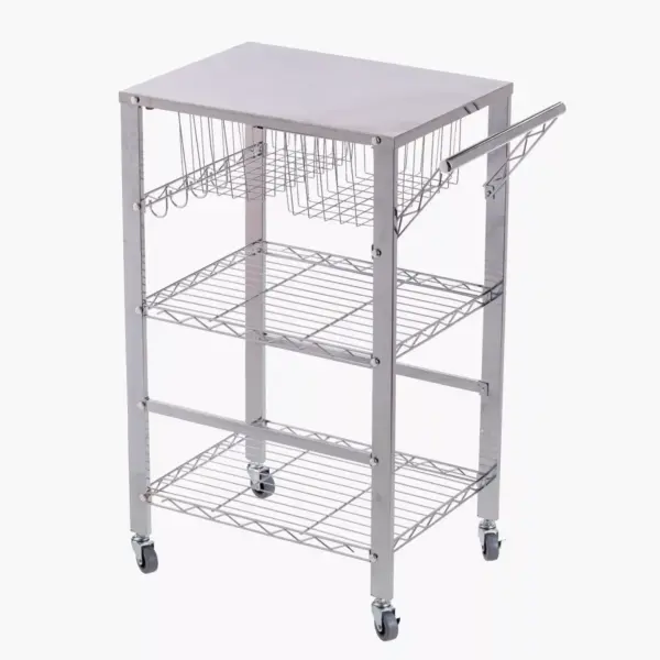 Tanfin Metal Serving Cart Chrome - Aiden Lane