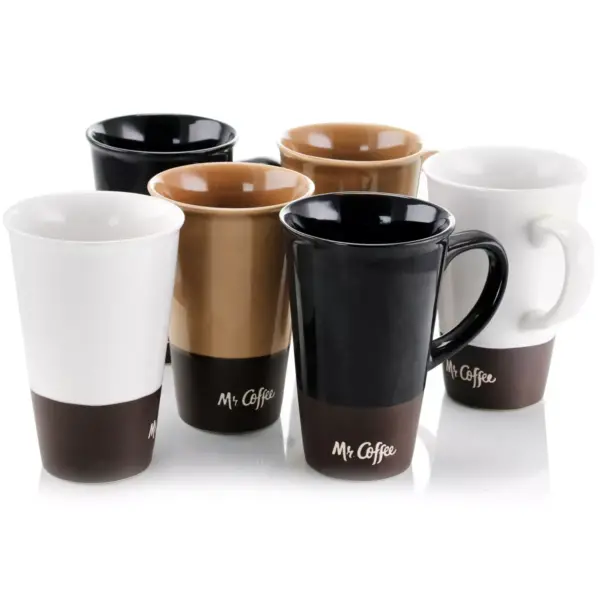 Mr. Coffee Cafe Zortea 6 Piece 16 Ounce Ceramic Mug Set in Assorted Colors