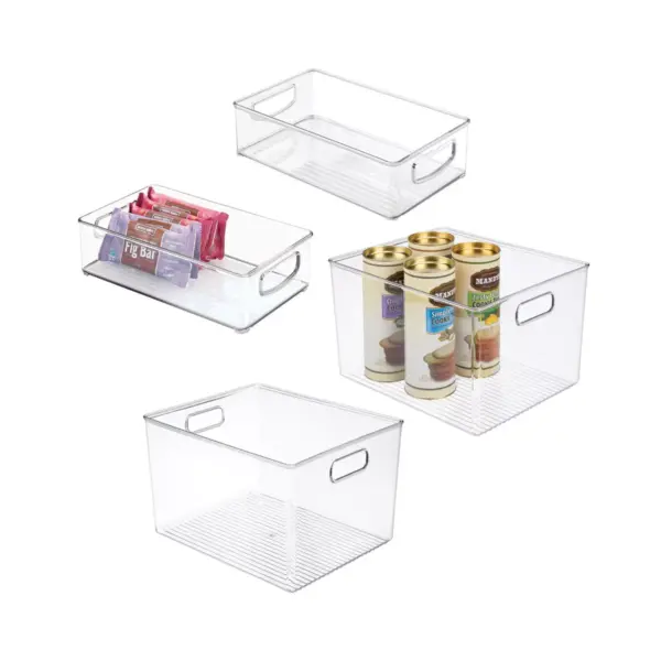 mDesign Plastic Kitchen Food Storage Organizer Bin, 4 Piece Set - Clear