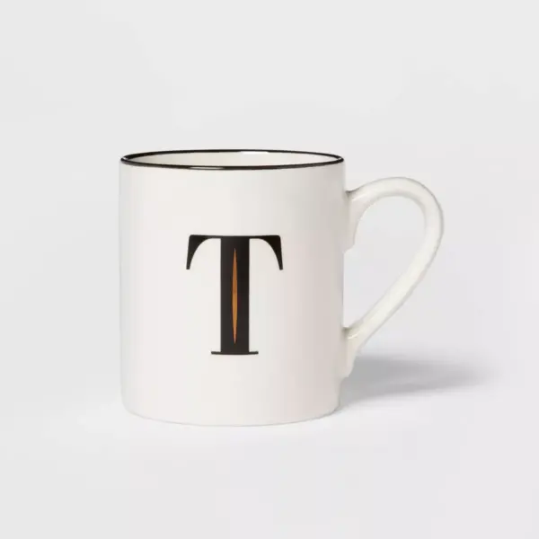 16oz Stoneware Monogram T Mug White - Threshold™