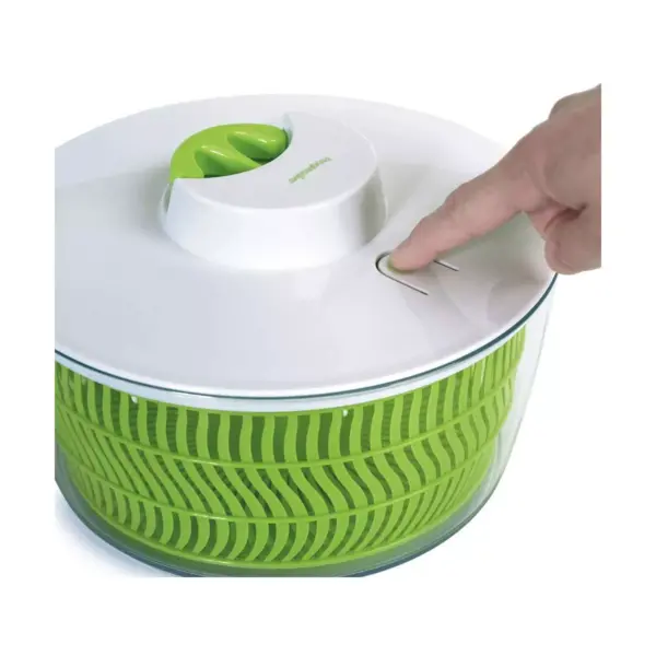 Prep Solutions Versatile 4 Quart Self Retracting Pull Cord Home Salad Spinner with Removable Bowl and Basket, Green