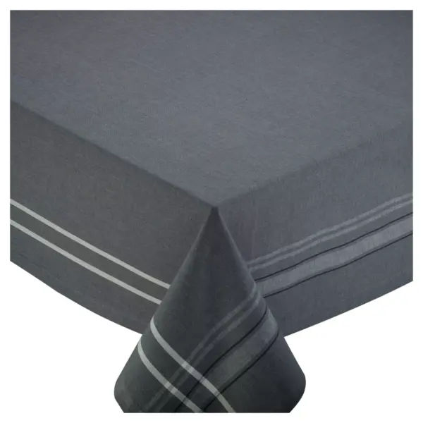 Design Imports 104"X60" French Chambray Tablecloth Gray