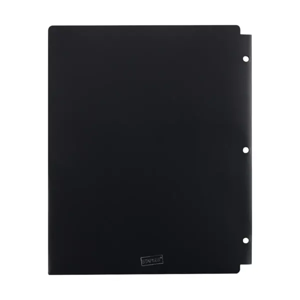 Staples 2 Pocket Folder Snap In 3-Hole Punched Black 962240