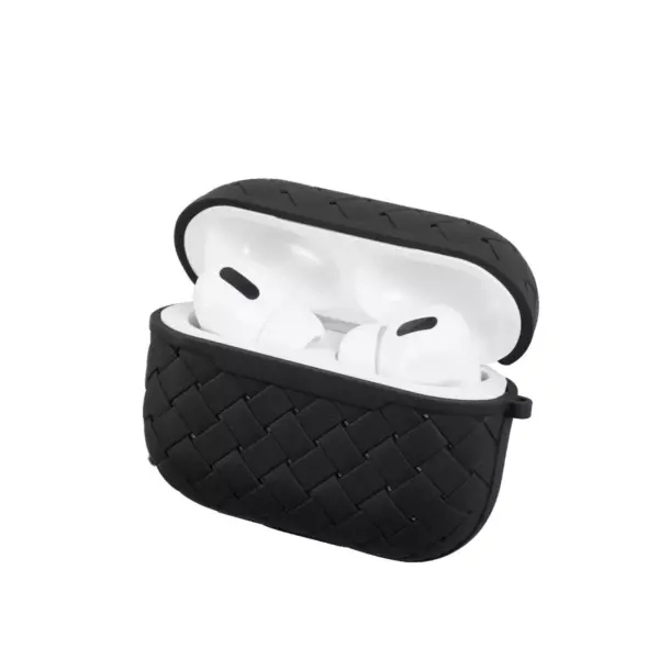 Insten Weave Shape Case For AirPods Pro, Soft TPU Skin Cover with Carabiner, Black