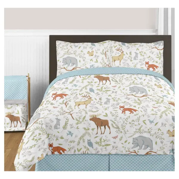 Gray & Blue Woodland Toile Comforter Set (Full/Queen) - Sweet Jojo Designs