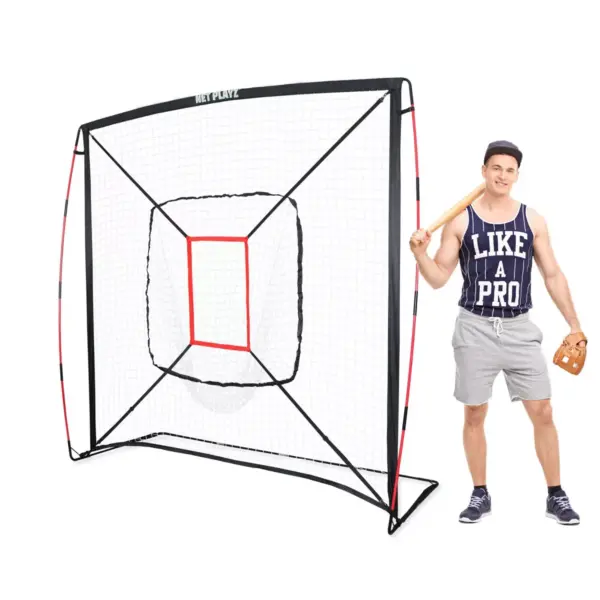 Net Playz 7' x 7' Baseball and Softball Practice Pitching Net - Black