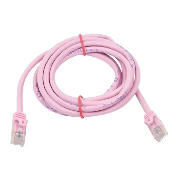 Monoprice Flexboot Cat5e Ethernet Patch Cable - Network Internet Cord - RJ45, Stranded, 350Mhz, UTP, Pure Bare Copper Wire, 24AWG, 7ft, Pink