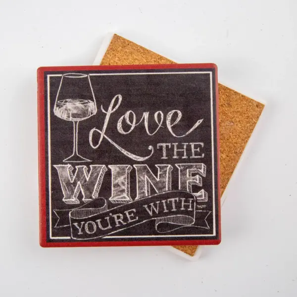 Thirstystone Love the Wine You're With 4 Piece Occasions Coaster Set