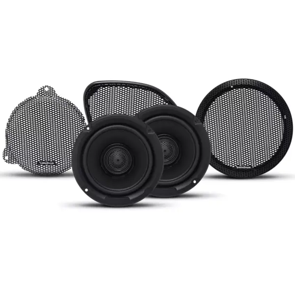 Rockford Fosgate TMS65 Power Harley Davidson 6.5 Inch Full Range Coaxial Motorcycle Speakers with Grilles (Pair)