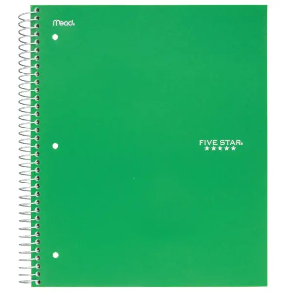 Five Star 3 Subject College Ruled Spiral Notebook (Color Will Vary)