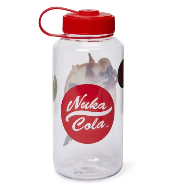 Just Funky Fallout Nuka Cola Logo Plastic Water Bottle w/ Lid & Molded Ice Cubes - 34-Ounce