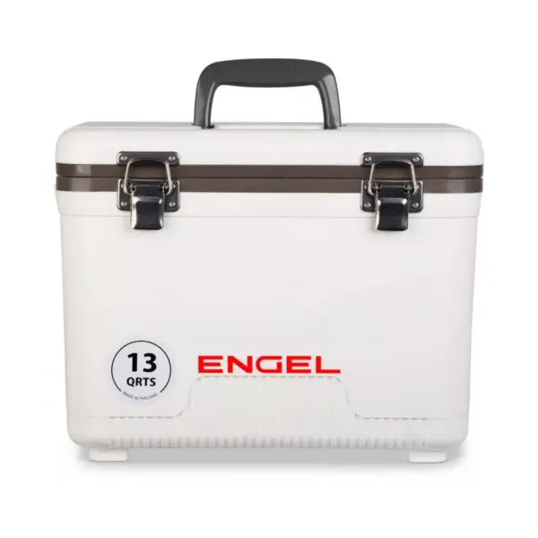 Engel 13 Quart Compact Durable Ultimate Leak Proof Outdoor Dry Box Cooler in White with Stain and Odor-Resistant Surface for 18 Cans or 12 lbs of Ice