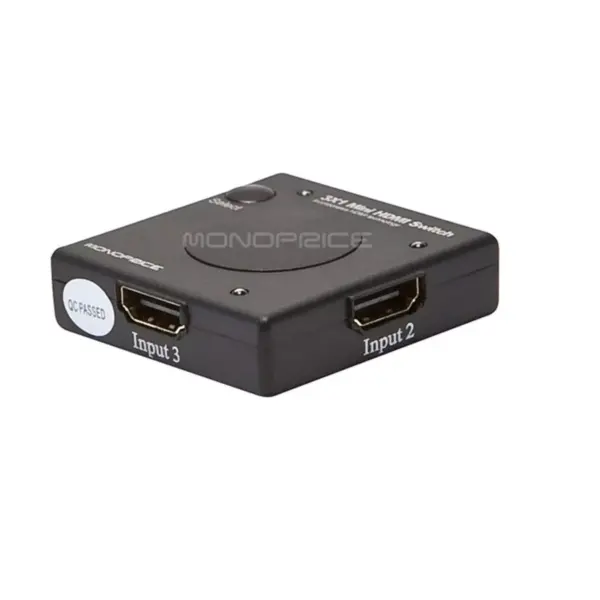 Monoprice Blackbird - 3x1 HDMI 1.4 Switch | Mini, HDCP 1.4, 1080P@60hz, FCC and CE Compliant