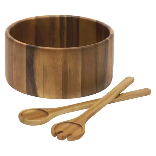 Lipper International Acacia Salad Bowl with Salad Servers