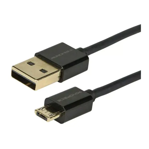 Monoprice Premium USB to Micro-B /Micro USB Charge & Sync Cable 3ft Black w/ Gold Plated Connectors For Android, Samsung, HTC, Nokia, Sony and More