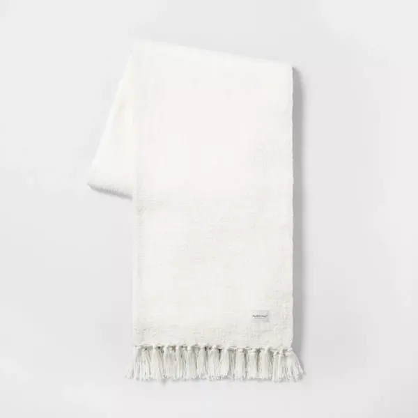 Knotted Fringe Throw Blanket White - Hearth & Hand™ with Magnolia