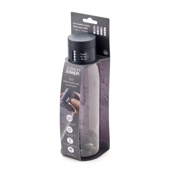 Joseph Joseph 20oz Dot Hydration Tracking Water Bottle Gray